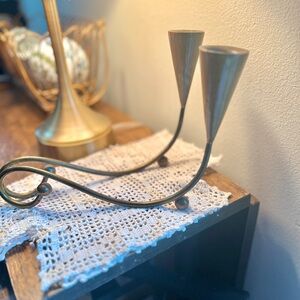 Vintage BRASS + COPPER Candleholder, Mid Century Modern, 1960’s, CANDELABRA